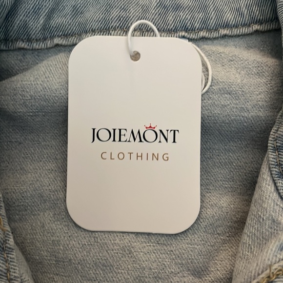 Joiemont Womens Denim Jacket with Fringe Rhinestones Long Sleeve Jean Coat - Picture 6 of 6